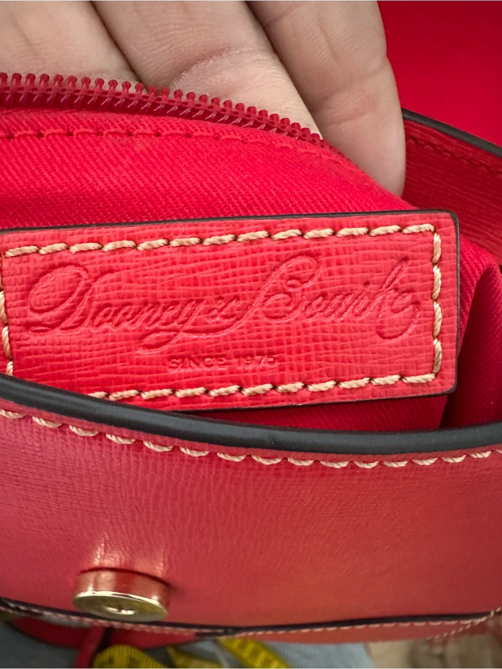 Dooney & Bourke Red Leather Crossbody Saddle Bag Small - Picture 7 of 10